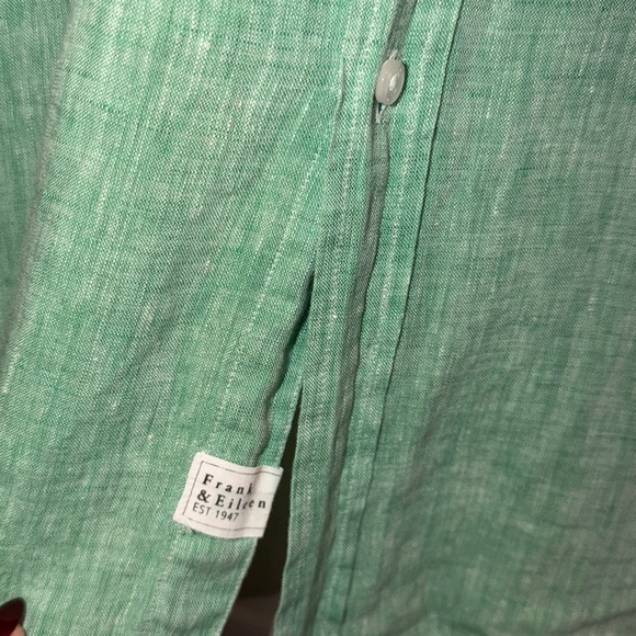 Frank & Eileen green Beachy, coastal Linen Shirt button down shirt. Sz M. - Picture 7 of 17